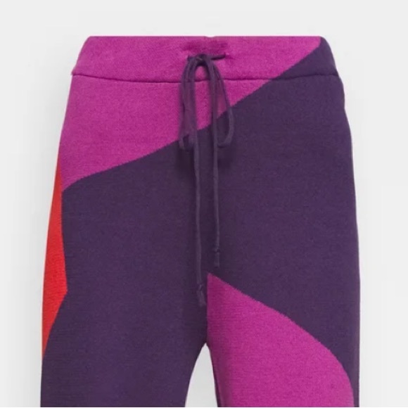 New Hosbjerg x Free People Corsa Colorblock S Purple Pink Intarsia Knit Wide-Leg - Picture 10 of 17